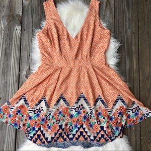 NWOT | Ark & Co Orange Patterned A-Line Dress